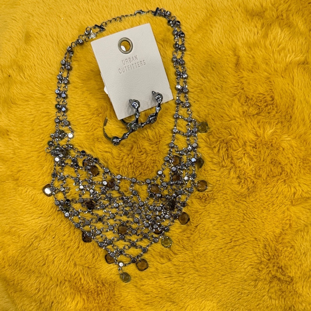 Urban Outfitters Silver Statement Necklace and earrings bundle - Picture 2 of 4
